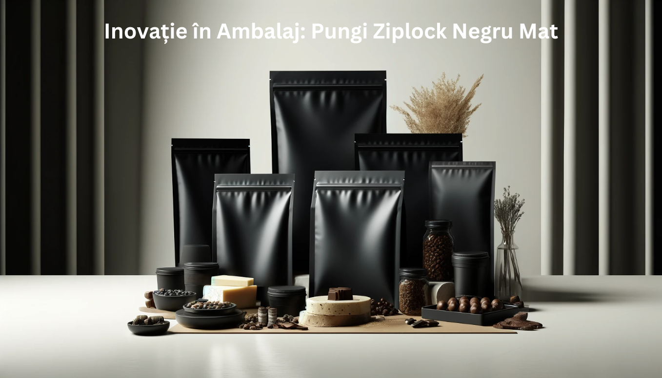 Inovație în Ambalaj Pungi Ziplock Negru Mat